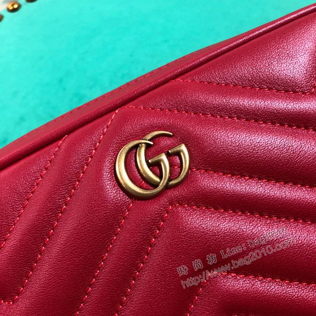 Gucci包 古馳女包 523380紅色 Marmont系列腰包 多功能胸包 Gucci手包 Gucci單肩包  gudj1157